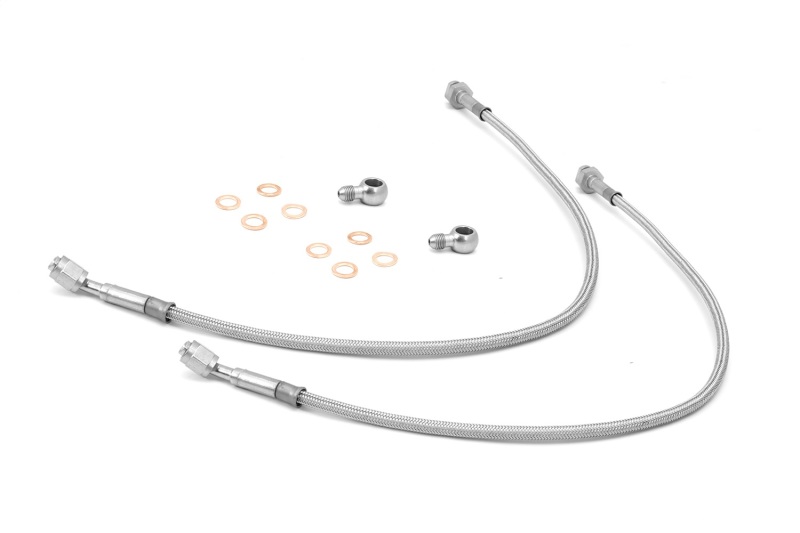 Jeep Wrangler TJ Brake Hoses - Front - Rugged Ridge - Braided Stainless Steel - Stainless Steel - `97-`06